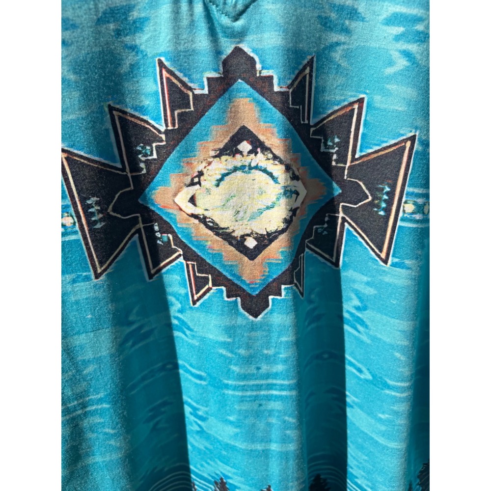 Cowgirl Studios Long Sleeve Top Women S Turquoise Southwestern Graphic - Picture 6 of 12